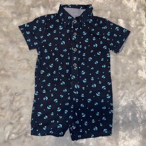 Free Planet Nautical Anchor Romper 12M | Navy Baby One‑Piece | Summer Outfit